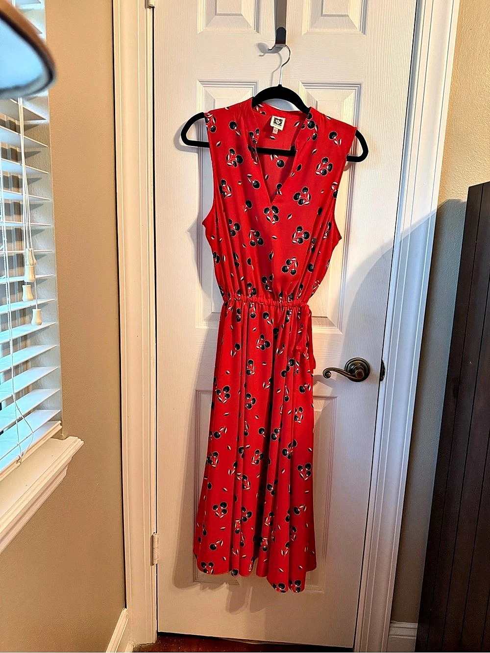 Anne Klein Floral Midi Dress in Red Size Medium Like New